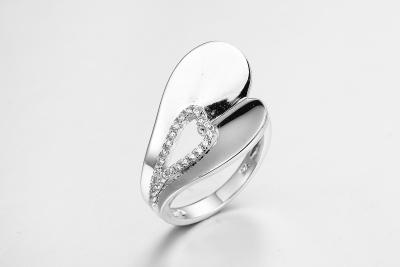 China Clear CZ Pear Shaped 925 Silver Band Ring Unisex / Womens Jewelry 2mm Wide for sale