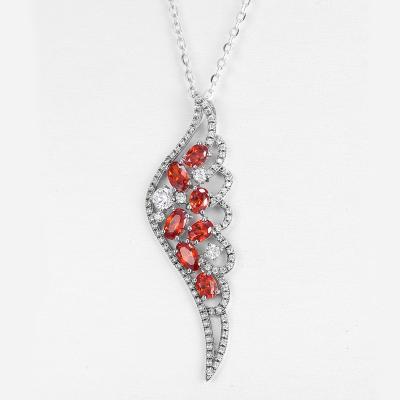 China Ladys Long Teardrop Marquise Pendant Necklace 925 Silver Gemstone Box Chain Jewelry for sale