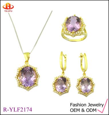 China AAA CZ Bezel Set Sterling Silver Pendant Necklace Rhodium Plated Classic Jewelry Set for sale