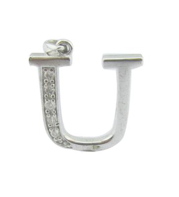 Cina 925 Argento CZ Pendentile pietre 1.25mm/1.5mm E Alfabeto Pendentile Per Pendentile Argento Gioielli Pendentile Logo Make in vendita