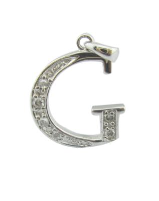 Cina G Lettera 1,25mm/1,5mm Pietre 925 Argento CZ Pendente Accessibile ed Elegante Pendente d'argento Sterling Alfabeto di diamanti in vendita