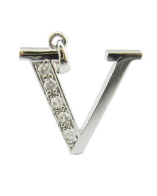 Cina V lettera 18K Oro Diamante Lettera Alfabeto Pendente Collare con Zirconia 1.5 mm (S925 Logo personalizzato) in vendita