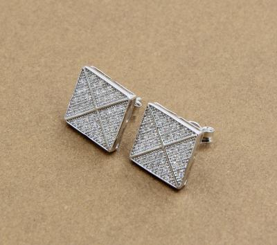 China AAA CZ Solitaire Stud Ohrringe aus Sterling Silber für Schmuck Herstellung von Quadrat Ohrringe aus Sterling Silber Kubikzirkonium zu verkaufen