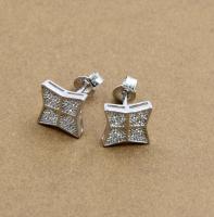 China Cube Zirconia stud oorbellen in ronde ovale hart peer bloem vorm zilver Te koop