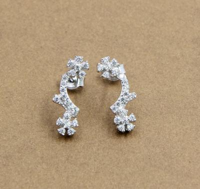 China 925 Sterling Silver Cubic Zirconia Stud Earrings Wires Earring Flower Shape Sterling Silver Flower Earrings CZ Butterfly for sale