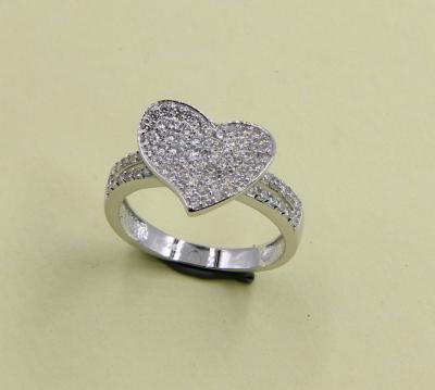 China Heart Ring Elegant 925 Sterling Silver Rings With AAA CZ Pave Setting In Round Oval Heart And Marquise Shapes for sale