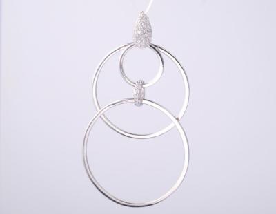 Cina Cerchi Rotondi Forma Collezione Geometrica Pendente con pietre CZ 925 Sterling Silver Gioielli Accessori D'argento sterling pendente d'argento cz pendente d'argento Geometria in vendita