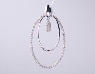 중국 타원형 기하학 컬렉션 Pendant Pendant with Zircon Stone 925 스터링 실버 보석 액세서리 은 기하학 기하학 결정 은 보석 여름 휴가 챔피언십 Pendant 판매용