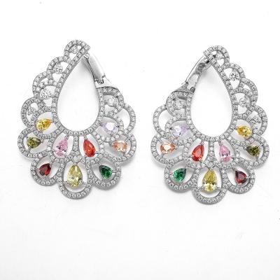 China Bridal Clip on 925 Silver CZ Earrigns Wedding Teardrop Christmas Earrings for sale