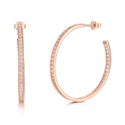 Chine Cercles Netflix 925 boucles d'oreille argentées de cercle de Rose Gold 40mm de boucles d'oreille de la CZ pour des femmes à vendre