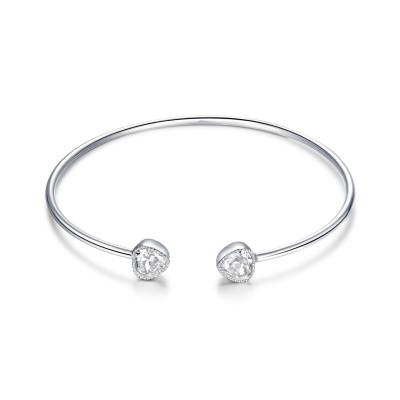 Cina cuore CZ Cartier di Sterling Silver Torque Bangle 6.5mm degli uomini 4.24g in vendita