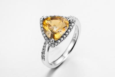 China Unisex November Birthstone Engagement Ring 4.84g Yellow Citrine for sale