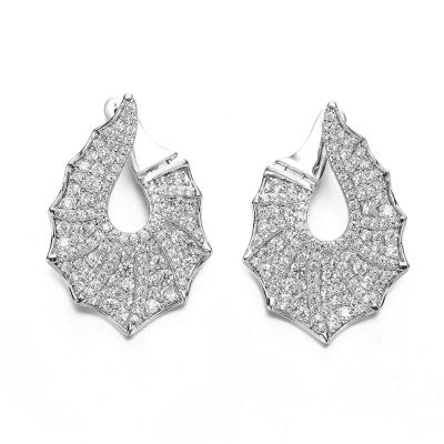 中国 花嫁のEarrings 925 Silver CZ Earrings BlingおよびChic Bridal Earrigns Fan Shaped 販売のため