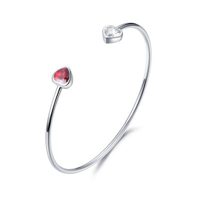 Cina 4.30g ha personalizzato il cuore rosso di Sterling Silver Bangle For Ladies 6.0mm in vendita