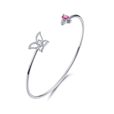 中国 3.75mm Sterling Silver Butterfly Bangle RedパンドラValentineのDay 販売のため