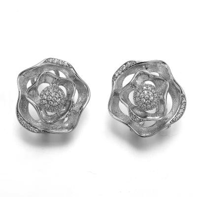 China Diamond Stud Earrings 925 brincos de prata da CZ roda o grampo redondo branco sobre à venda