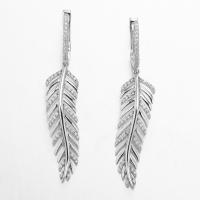 Chine Les boucles d'oreille de feuille conçoivent le balancement argenté de 925 boucles d'oreille de la CZ libre pour voler à vendre