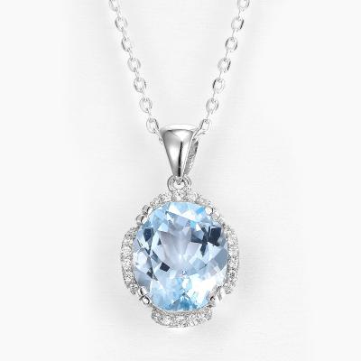 China collar azul de la piedra preciosa de la aguamarina de 13m m Sterling Silver Topaz Pendant Sky en venta