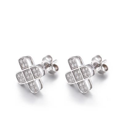 China 2.3g Sterling Silver Handmade Earrings Girls 12mm Cubic Zirconia Stud Earrings for sale