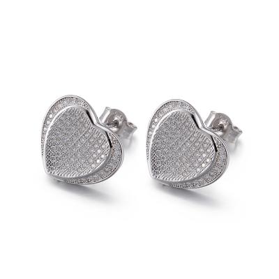 China 2.6 Grams 925 Silver CZ Earrings OEM Tiffany Heart Earrings Silver for sale