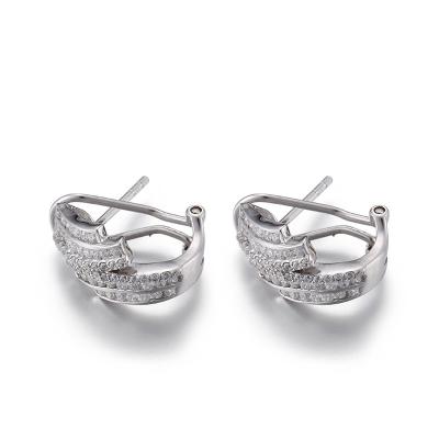 China AAA+ 925 Silver CZ Earrings 2.81g 4mm Cubic Zirconia Stud Earrings for sale