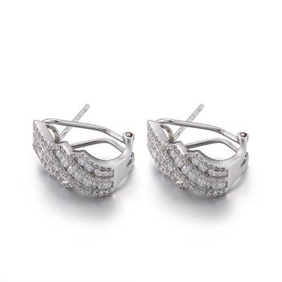 China 4.45g 8mm Silver Hoop Earrings Zircon Sterling Silver Mini Hoop Earrings for sale