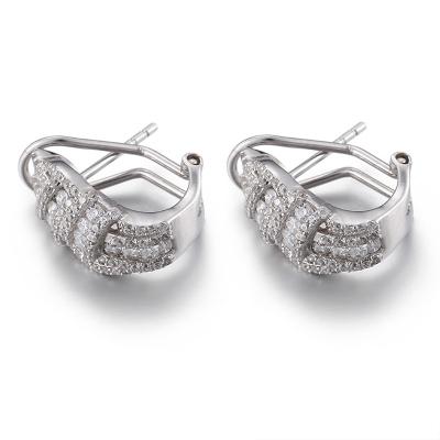 China pendientes del perno prisionero de la circona cúbica de 3.88g 925 Sterling Silver Hoop Earrings AAA 2m m en venta