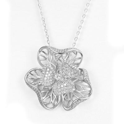 China Chanel 925 Silver CZ Pendant 5.38g Sterling Silver Flower Pendant for sale