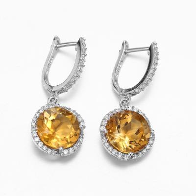 China O ródio dos brincos do OEM 925 Sterling Silver Gemstone Earrings Citrine chapeou à venda