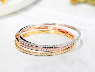 China pulsera del color de Diamond Bangle 1.00ct 18K del oro 18K de 3.0m m tri en venta