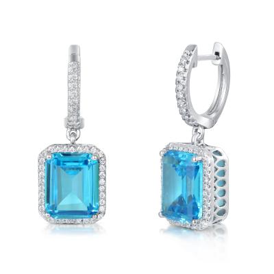 China 925 alérgicos hialinos do retângulo de Sterling Silver Gemstone Earrings Rounded anti à venda