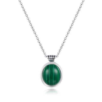 China 925 el óvalo de Sterling Silver Malachite Pendant 13x15m m formó para las mujeres en venta