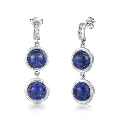 China Birthstone 925 brincos da gota do lápis-lazúli de Sterling Silver Gemstone Earrings 8x8mm à venda