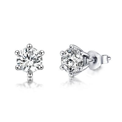 China 0.5ct 925 Silver CZ Earrings Swarovski Moissanite Stud Earrings For Women for sale