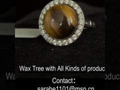 Wedding 925 Silver Gemstone Rings Round Shape Engagement Tiger‘S Eye Rings