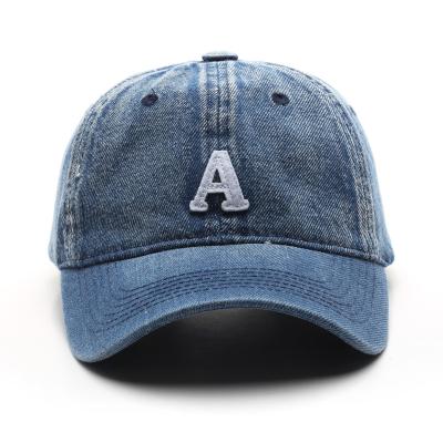 China Plain COMMON Denim Cotton Suede Baseball Dad Jeans Hats Washed Vintage Distressed Mens Womens Red Hat Embroidered Sports Adjustable Hats for sale