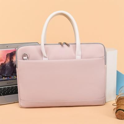 China Women Solid Color Business PU Laptop Bag Tablet Leather Waterproof Case 13.3 Anti Theft 14 15.6 Inch For Macbook Air Pro Huawei D for sale