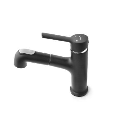 China Pull Out Spray Custom Design Countertop Mounted Zinc Alloy Handle Pull Out Matte Black Supplier Taps Basin Faucet Basin Mixer Torneira for sale