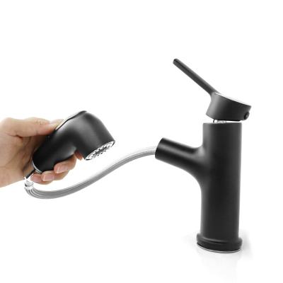 China Pull Out Spray Multi-Function Matte Black European Style Water Taps Torneira Parede Lavabo Faucets For Bathroom Basin With Pull Out Sprayer for sale