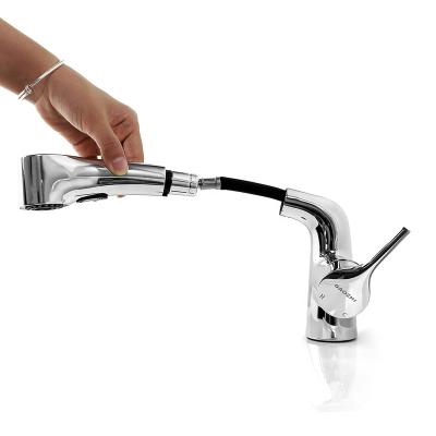 China Pull Out Spray GaoZhi Chromed Surface Ajustable Pull-Out Hot And Cold Design Faucet Water Taps Bathroom Faucet Robinet De Lavabo for sale