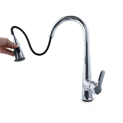 China Pull Out Spray High Quality Wall Mounted Zinc Body Single Handle Sink Tap Mixed Kitchen Faucet With Pull Down Sprayer for sale