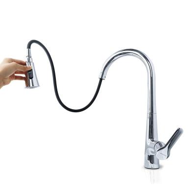 China Pull Out Spray GaoZhi High Performance Logo Custom Flexible Kitchen Faucet Kitchen Mixer Faucet Mixed Kitchen Faucet for sale