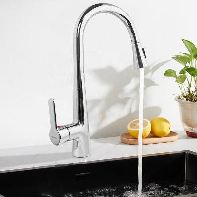 China Pull Out Spray GaoZhi Commercial Chrome Kitchen Mixer Pull Down Faucet Retractable Kitchen Sink Faucet With High Pressure Spray for sale