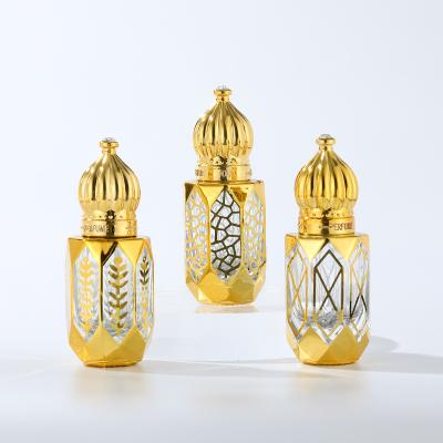 China High Quality Saudi Arbia Perfume Bottle 7ml Luxury Glass Gold Printing Perfume Bottle With Box for sale