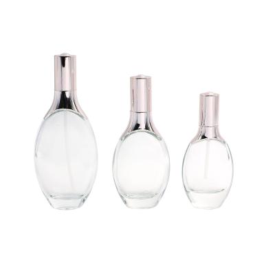 China High quality refillable and portable cosmetic glass bottle in elegant high quality clear glass travel easy for sale