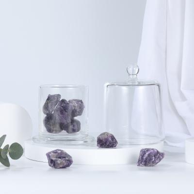 China Unique Luxury Stone Jar Luxury Aromatherapy Glass Jar Scented Bottle Candle Glassware With Cover for sale