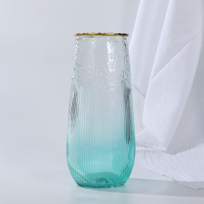 China European minimalist high-grade glass living room flower vases flower vases style simple glass transparent vase for sale