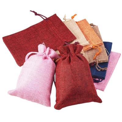 China Modern Wholesale 20*30cm Drawstring Striping Burlap Burlap Bags Jewelry Pouches Burlap Bags Wedding Favor Bags Jewelry Packaging Bag for sale