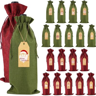 China Durable Jute Cord Wine Bottle Covers with Tags Strings for Christmas Wedding Holiday Party for sale