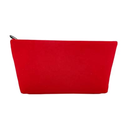 China Brand Logo Velvet Makeup Bag Private Fashion Makeup Bag Hot Selling Red Flocking Custom Customer Storage for sale